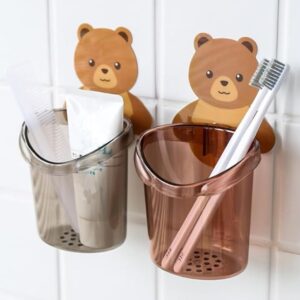 Zulaxy Plastic 2 Pack Toothbrush Holders For Bathroom Waterproof Self Adhesive Wall Mount For All Types
