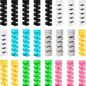 Sounce 25 Pcs Spiral Cable Protectors & Wire Protectors Spring Wire for All Wired Accessories for USB Charger