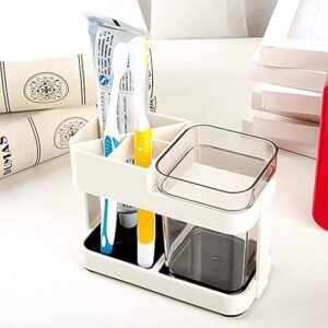 Zollyss 1 Cup Toothbrush Toothpaste Stand Holder Bathroom Storage Organizer, Plastic