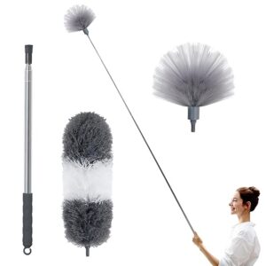 Microfiber Feather Duster - an 100 inch Extendable and Bendable Long Handle Dusters Home Cleaning