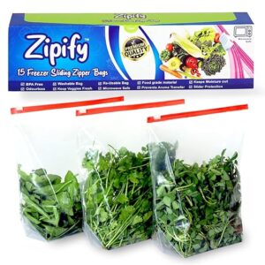 Zipify 15 Pcs ziplock pouch vegetable bag zip lock plastic bags for fridge food cover reusable zip lock bag, pack of 15