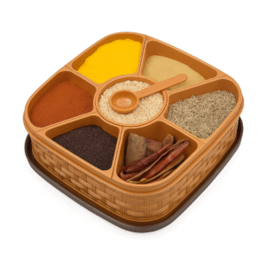 AMPIXI Plastic Square 7-in-1 Masala Box with Lid Square – Kitchen Storage Organizer for Spices
