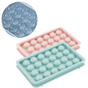 AMPIXI Mini Round Ice Cube Tray with Lid – 33 Cavity Ball Maker | BPA-Free Plastic Ice Cube Tray for Face | Pack of 2