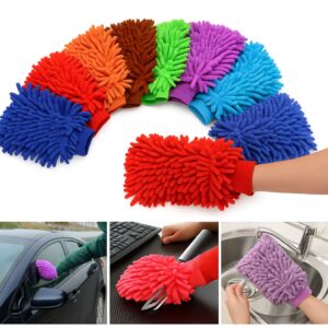 AMPIXI Microfiber Washing Gloves for Dishes, Car, Bike, Laptop, TV, Mirrors & Home (Random Color)