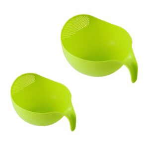 AMPIXI Combo Pack of 2 Multi-Purpose Strainer Bowl with Handle | Rice, Pasta, Vegetable & Fruit Washer