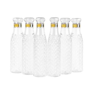 AMPIXI Crystal Clear Diamond Plastic Water Bottle Set of 3 – 1 Litre BPA-Free Fancy Water Bottles for Fridge