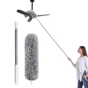 AMPIXI Microfiber Cleaning Brush with Long Handle – 100 Inch Extendable Rod for Wall, Ceiling & Fan