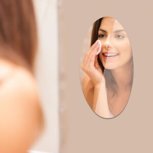 AMPIXI Oval Adhesive Mirror Sticker for Wall – 30x20 cm Frameless Acrylic Mirror for Bathroom, Bedroom