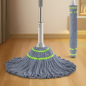 AMPIXI Heavy-Duty Twist Mop for Floor Cleaning Microfiber Head, Extendable Stainless Steel Handle