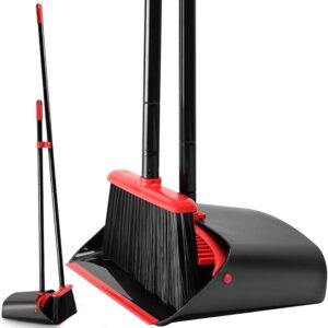 TreeLen Broom and Dustpan Set for Home,Upright Broom and Dustpan Combo Sweep set is built to last