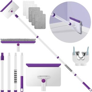 Baseboard Cleaner Tool with Handle, 60" Extendable Long Handle Baseboard Cleaner Bathroom Kitchen