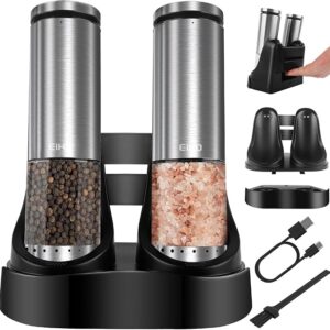 Electric Salt and Pepper Grinder set of 2, Automatic Salt And Pepper Grinder Set, Adjustable Roughness