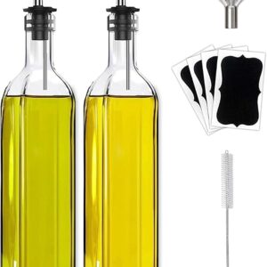Olive Oil Dispenser Bottle, 2 Pcs Glass Olive Oil Dispenser and Vinegar Dispenser Set Oil Bottles for Kitchen