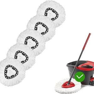 [ 5 Pack ]Mop Heads Replacements, Spin Mop Replacement Head Deep Cleaning Machine Washable
