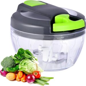 Manual Food Processor Vegetable Chopper, Portable Hand Pull String Garlic Mincer Onion Cutter for Veggies
