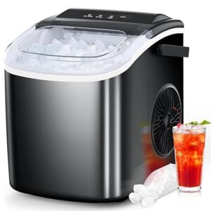 Ice Maker Countertop, Portable Ice Machine with Self-Cleaning, 26.5lbs/24Hrs Bullet Ice Cubes in 6 Mins