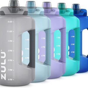 Goals 64oz Large Half Gallon Jug Water Bottle with Motivational Time Marker, Covered Straw Spout