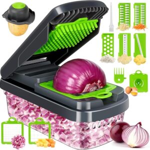 Vegetable Chopper,12-in-1 Multifunctional Food Chopper,Professional Onion Chopper with 7 Blades