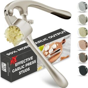 High Effective Garlic Press With Studs, Heavy Duty Garlic Mincer, Easy to Squeeze and Clean, Rust Proof