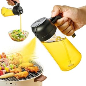 500ml 2 in 1 Olive Oil Sprayer and Oil Dispenser Bottle for Kitchen, Glass Oil Bottle with Premium Nozzle
