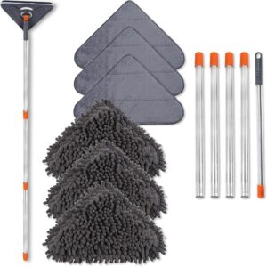 Wall Cleaner Mop with 79 Inches Long Handle, 360° Wall Washer Cleaner Tool with Squeegee 6 Replacement Pads