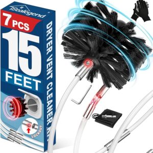 15 Feet Dryer Vent Cleaner Kit/Lint Remover/Upgraded Flexible Quick-Snap Brush with Drill Attachment