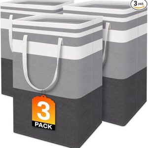 3-Pack Laundry Basket, Freestanding＆Waterproof Laundry Hamper, Collapsible Tall Clothes Hamper