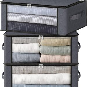 Storage 3-Pack Clothes Organizer Storage Bags Foldable Storage Box with Large Clear Window Sturdy
