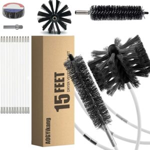 15 Feet Dryer Vent Cleaning Brush Kit, Multi-Scene Durability Chimney Brush with Flexible Nylon Rod