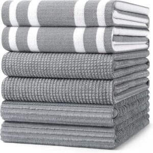 Premium Kitchen Towels(18”x 28”, 6 Pack), Large Cotton 380 GSM Kitchen Hand Towels, Soft and Absorbent