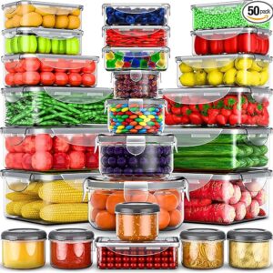 50 Pcs Large Food Storage Containers with Lids Airtight-85 OZ to small Containers-Total 526OZ