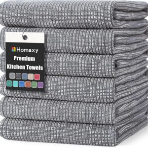 Premium Kitchen Towels(18”x 28”, 6 Pack), Large Cotton Kitchen Hand Towels, Flat and Terry Dish Towels